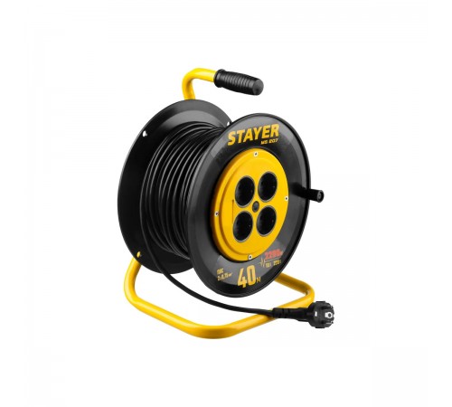 55073-40 Удлинитель на катушке STAYER MS 207, 2200Вт, ПВС 2х0,75 мм2, 4 гнезда, 40м