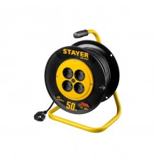 55073-50 Удлинитель на катушке STAYER MS 207, 2200Вт, ПВС 2х0,75 мм2, 4 гнезда, 50м