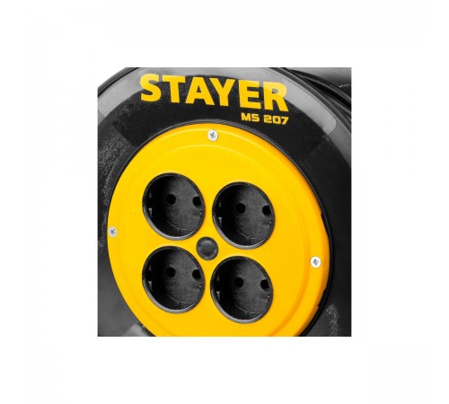 55073-50 Удлинитель на катушке STAYER MS 207, 2200Вт, ПВС 2х0,75 мм2, 4 гнезда, 50м