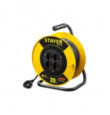 55078-20 Удлинитель на катушке STAYER MS 315, 3500Вт, заземление, ПВС 3х1,5 кв мм, 4 гнезда, 20м