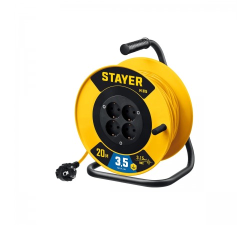 STAYER  M 315 ПВС 3х1.5 20м 3500Вт,  Силовой удлинитель на катушке (55078-20_z01)