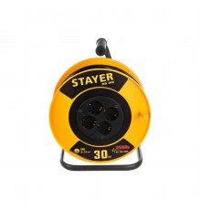 55078-30 Удлинитель на катушке STAYER MS 315, 3500Вт, заземление, ПВС 3х1,5 кв мм, 4 гнезда, 30м
