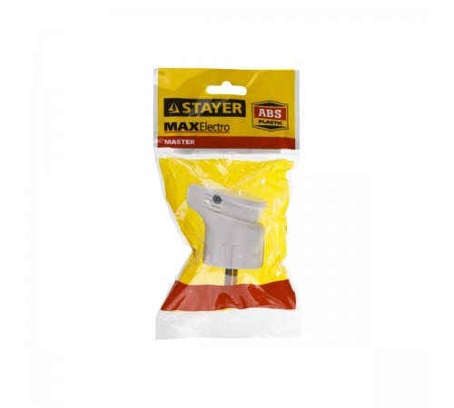 STAYER 16А/220 В, 3500 Вт, белая, угловая, вилка угловая MAXElectro 55161-W