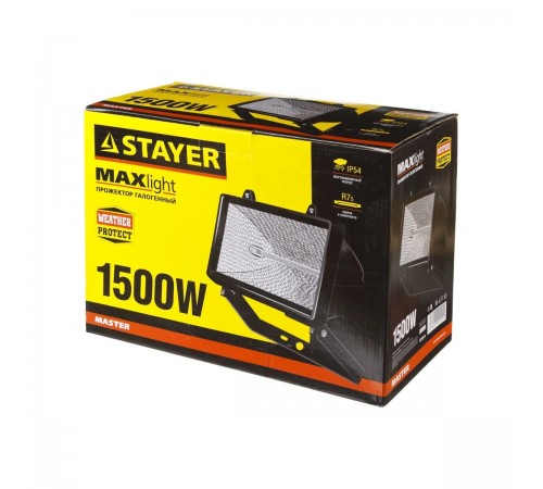 Прожектор STAYER MAXILight 1500Вт, галогенный, черный 57107-B