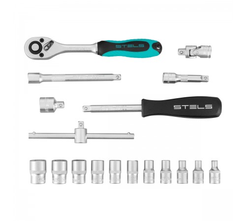 Набор торцевых головок с трещоткой Stels, 1/4", 18 предметов 13573
