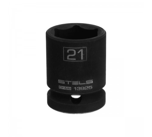 13925 Головка ударная шестигранная Stels CrMo, 21мм, 1/2"