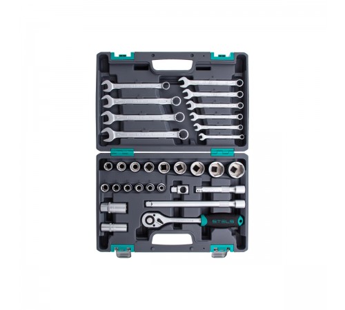Набор инструментов Stels, 1/2", Cr-V, пластиковый кейс, 31 предмет 14102