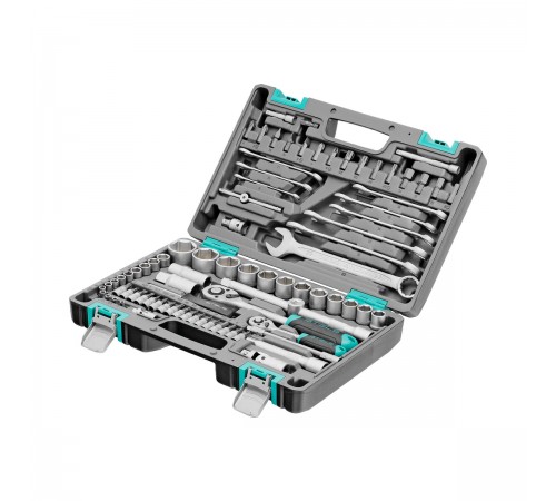 14105 Набор инструментов Stels, 1/2", 1/4", CrV, пластиковый кейс, 82 предмета