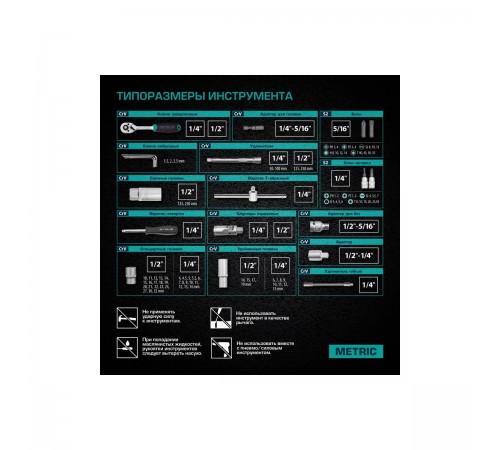 14106 Набор инструментов Stels, 1/2", 1/4", CrV, пластиковый кейс, 94 предмета