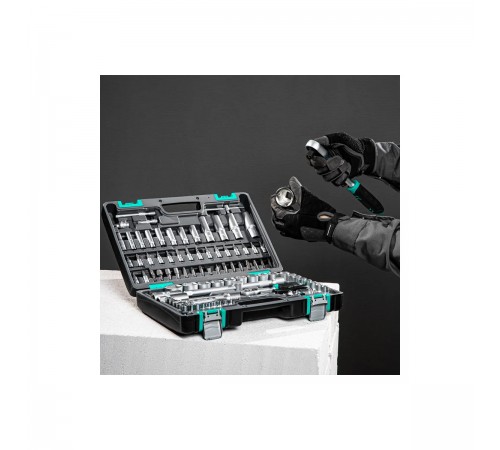14106 Набор инструментов Stels, 1/2", 1/4", CrV, пластиковый кейс, 94 предмета