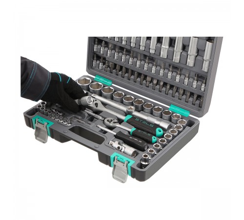 14106 Набор инструментов Stels, 1/2", 1/4", CrV, пластиковый кейс, 94 предмета