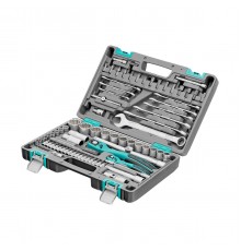 14117 Набор инструментов Stels, 1/2", 1/4", CrV, пластиковый кейс, 12 гранные головки, 82 предмета