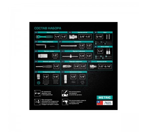 14118 Набор инструментов Stels, 1/2", 1/4", CrV, 12 гранные головки, пластиковый кейс, 94 предмета