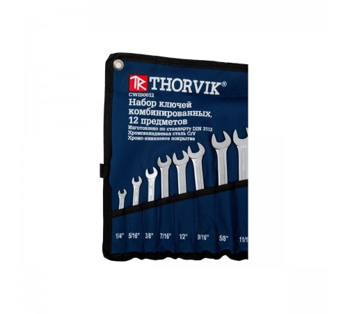 CWIS0012 Набор гаечных комбинированных ключей THORVIK 12 шт, 1/4-15/16, в сумке