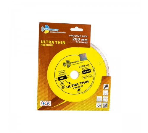 Диск алмазный TRIO-DIAMOND UTW505 сплошной ультратонкий hot press 200х25,4 мм