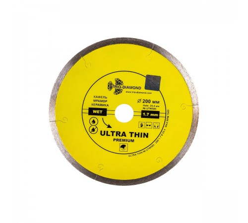 Диск алмазный TRIO-DIAMOND UTW505 сплошной ультратонкий hot press 200х25,4 мм