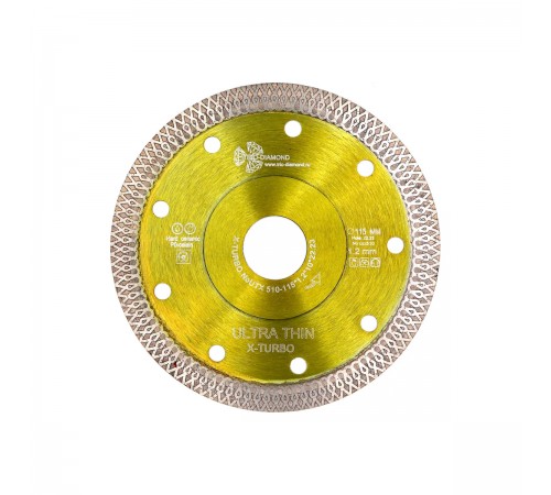 UTX510 Диск алмазный TURBO ультратонкий Ultra Thin X-Turbo 115х10х22,23мм толщина кромки 1.22мм