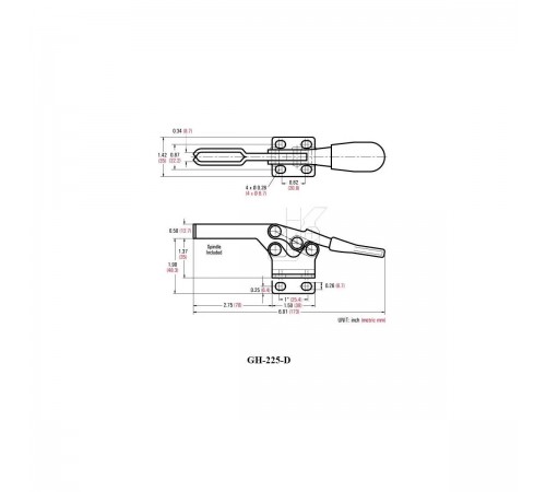 GH-225-D Прижим WOODWORK с горизонтальной ручкой, усилие 227кг.