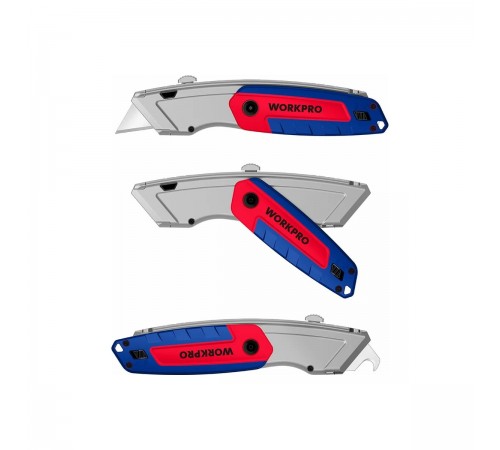 WP213016 Нож WORKPRO складной с двумя лезвиями 170х35х20мм