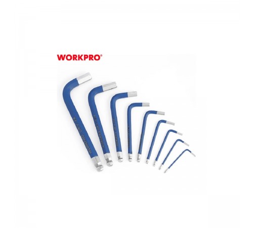 WP222010 Набор шестигранных ключей WORKPRO PRO с шаровидными наконечниками 9шт.
