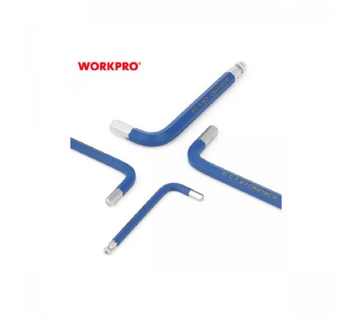 WP222010 Набор шестигранных ключей WORKPRO PRO с шаровидными наконечниками 9шт.