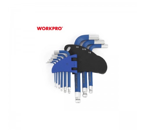 WP222010 Набор шестигранных ключей WORKPRO PRO с шаровидными наконечниками 9шт.