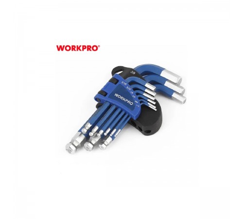 WP222010 Набор шестигранных ключей WORKPRO PRO с шаровидными наконечниками 9шт.