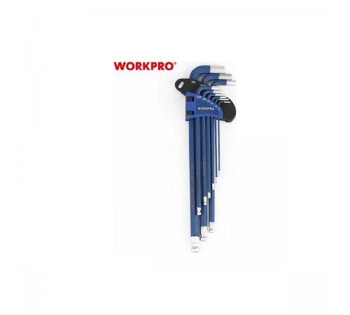 WP222011 Набор шестигранных ключей WORKPRO LONG PRO с шаровидными наконечниками 9шт.