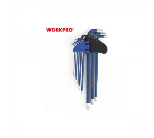 WP222011 Набор шестигранных ключей WORKPRO LONG PRO с шаровидными наконечниками 9шт.