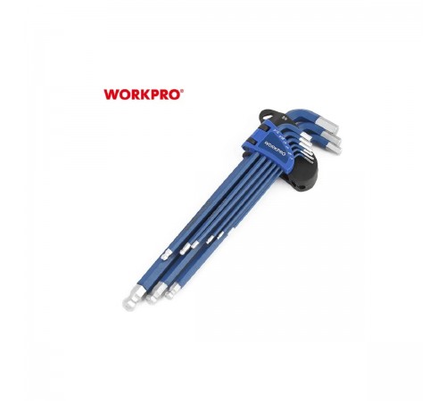 WP222011 Набор шестигранных ключей WORKPRO LONG PRO с шаровидными наконечниками 9шт.