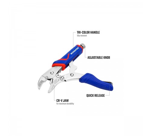 WP231073 Клещи зажимные WORKPRO закругленные 2К 180мм (7") CR-V