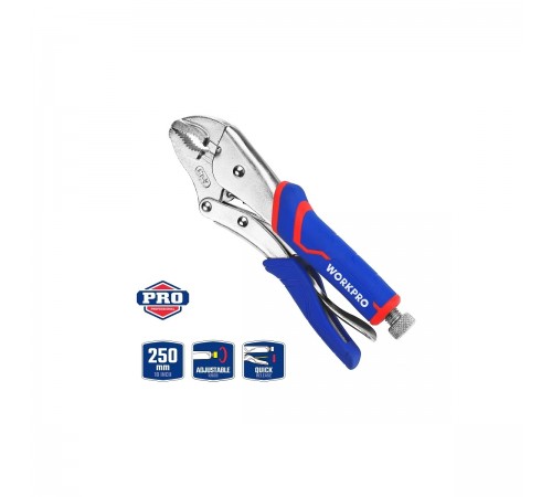 WP231074 Клещи зажимные WORKPRO закругленные 2К 250мм (10") CR-V