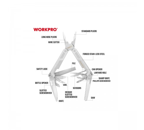 Многоцелевой инструмент WORKPRO 15-в-1 WP382002