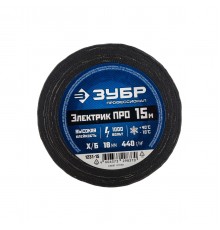 1231-15 Изолента ЗУБР Электрик Про,15м,х/б,черная