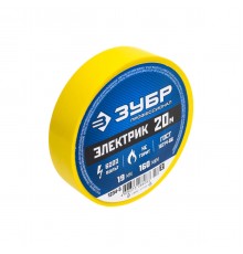 1234-5_z02 Изолента ЗУБР Электрик-20 желтая, ПВХ, 19мм х 20м