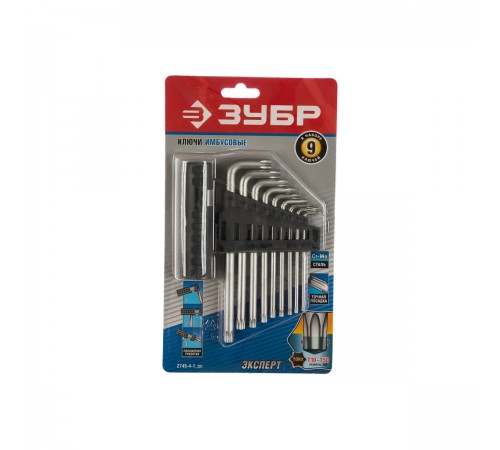 Ключи имбусовые набор ЗУБР ЭКСПЕРТ, Cr-Mo, TORX, 9 пр 2745-4-1_z01