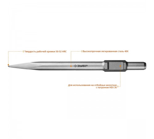 29375-00-600 Зубило пикообразное ЗУБР БУРАН HEX 30 600 мм