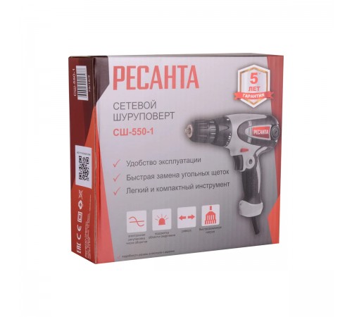 Шуруповерт сетевой Ресанта СШ-550-1 75/16/2