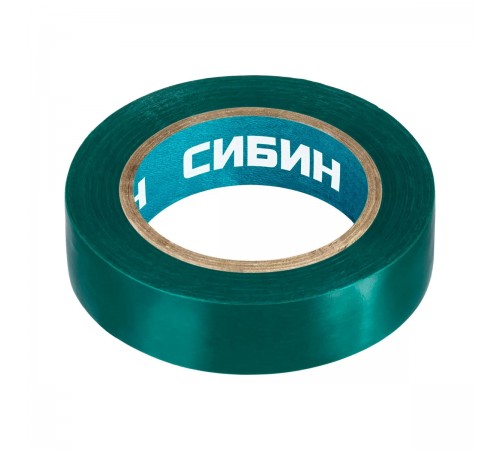 1235-4 Изолента СИБИН зеленая, ПВХ, 15мм х 10м