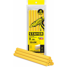 2-06821-Y-S06 Стержни клеевые STAYER Yellow, желтые,11х200мм, 6шт, 125 г.