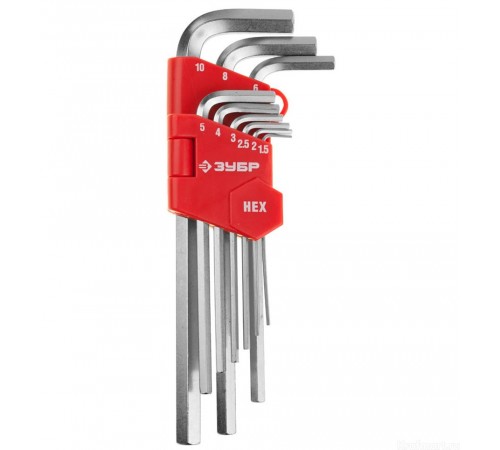 27460-2_z02 Набор ЗУБР  Ключи МАСТЕР имбусовые, Cr-V, HEX 1,5-10мм, 9пр.