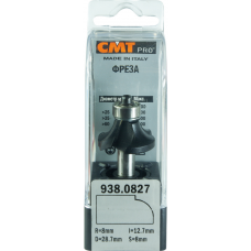 938.0827 Фреза CMT PRO радиусная внутр. R=8,0 (нижн. подшип.) S=8 D=28,7 I=12,7 L=54