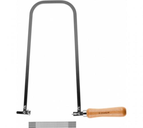 15270-Н7 Лобзик ручной ЗУБР ЭКСПЕРТ 130х300мм хромированный, с полотнами по дереву 6шт.7 предметов