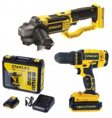 Дрель аккумуляторная STANLEY SCD 20 S2K + УШМ STANLEY STSC 1840