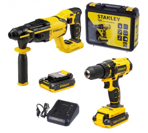 Дрель аккумуляторная STANLEY SCD 20 S2K + Перфоратор STANLEY SBR 20