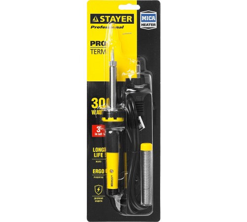 55300-30 Паяльник STAYER PROFI PROTerm с двухкомпонентной рукояткой, долговечное жало, 30Вт, конус