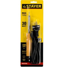 55310-30 Паяльник STAYER MAXTerm с деревянной  рукояткой, жало-конус, 30Вт