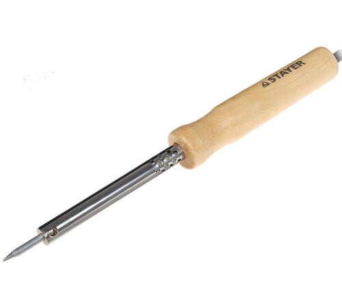 55310-40 Паяльник STAYER MASTER MAXTerm с деревянной рукояткой, долговечное жало, 40Вт, клин
