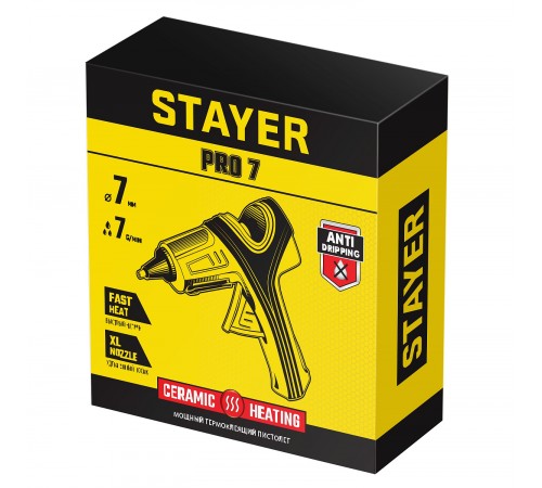 0681-07 Пистолет STAYER PRO 7 термоклеевой электрический d 7мм,7г/мин