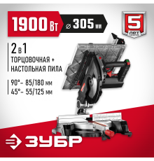 Пила торцовочная ЗУБР ЗПТК-305-1900